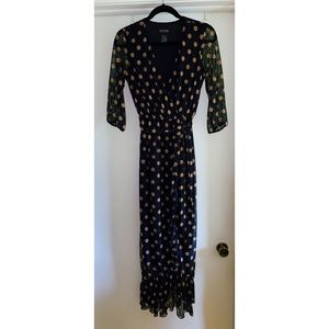 Polka Dot Maxi Wrap Style Dress